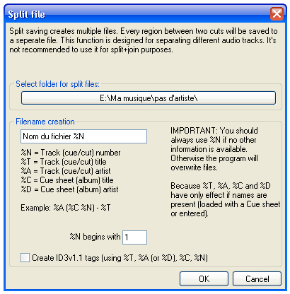 mp3DirectCut : découpage du mix